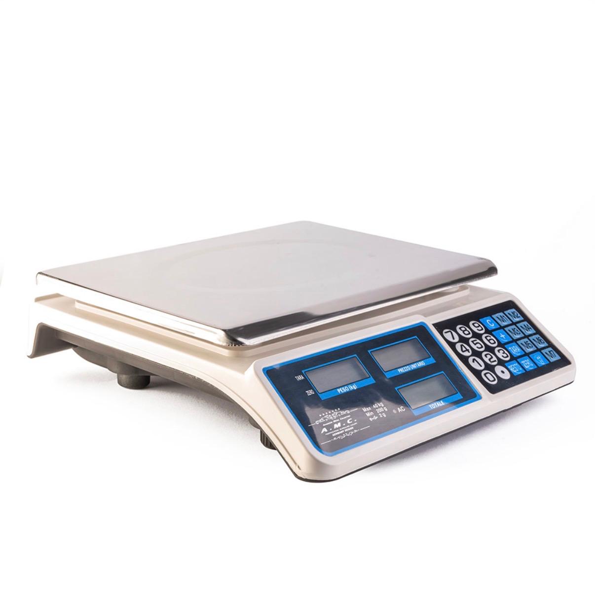 Bilancia elettronica professionale digitale portata 40kg divisione 2g 4 memorie