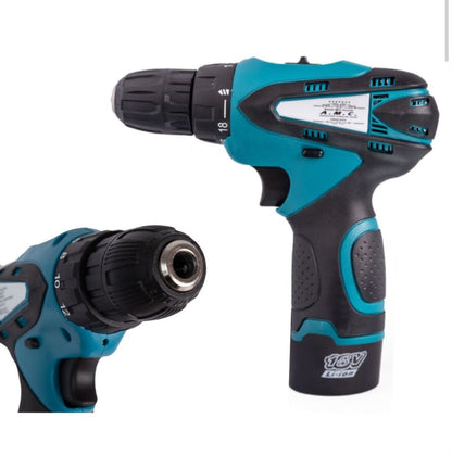 Coppia Trapano Avvitatore a Batteria Professionale 18V, 2 Batterie, 17 Accessori