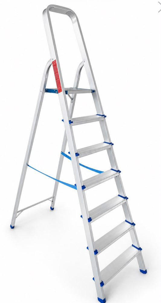 Scala Pieghevole in Alluminio 7 Gradini Piattaforma Antiscivolo Portata 150 KG