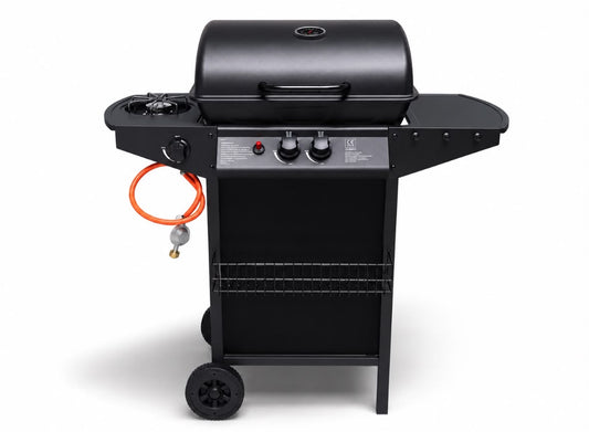 Barbecue A Gas Termometro Grill Pietra Portatile Con Fornello Laterale Ruote