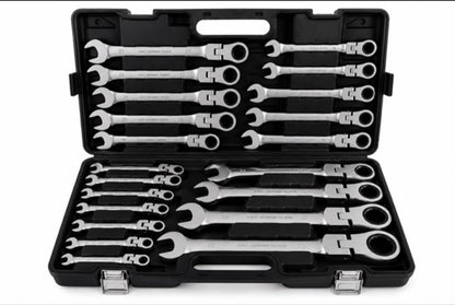 Set Chiavi Combinate a Cricchetto Con Snodo Snodabili 22pz Professionali
