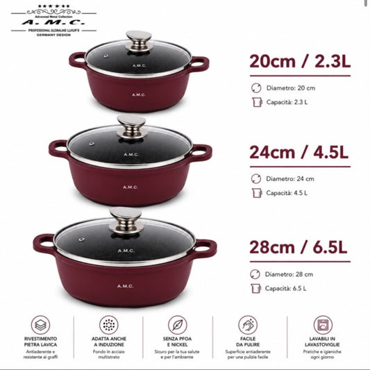 Set di Pentole 22 Pezzi Antiaderenti con Bistecchiera