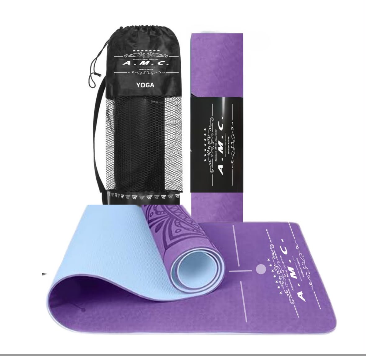 Tappetino Yoga in TPE Ecologico Doppio strato Antiscivolo 180x61 cm con Custodia