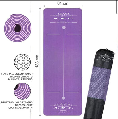 Tappetino Yoga in TPE Ecologico Doppio strato Antiscivolo 180x61 cm con Custodia