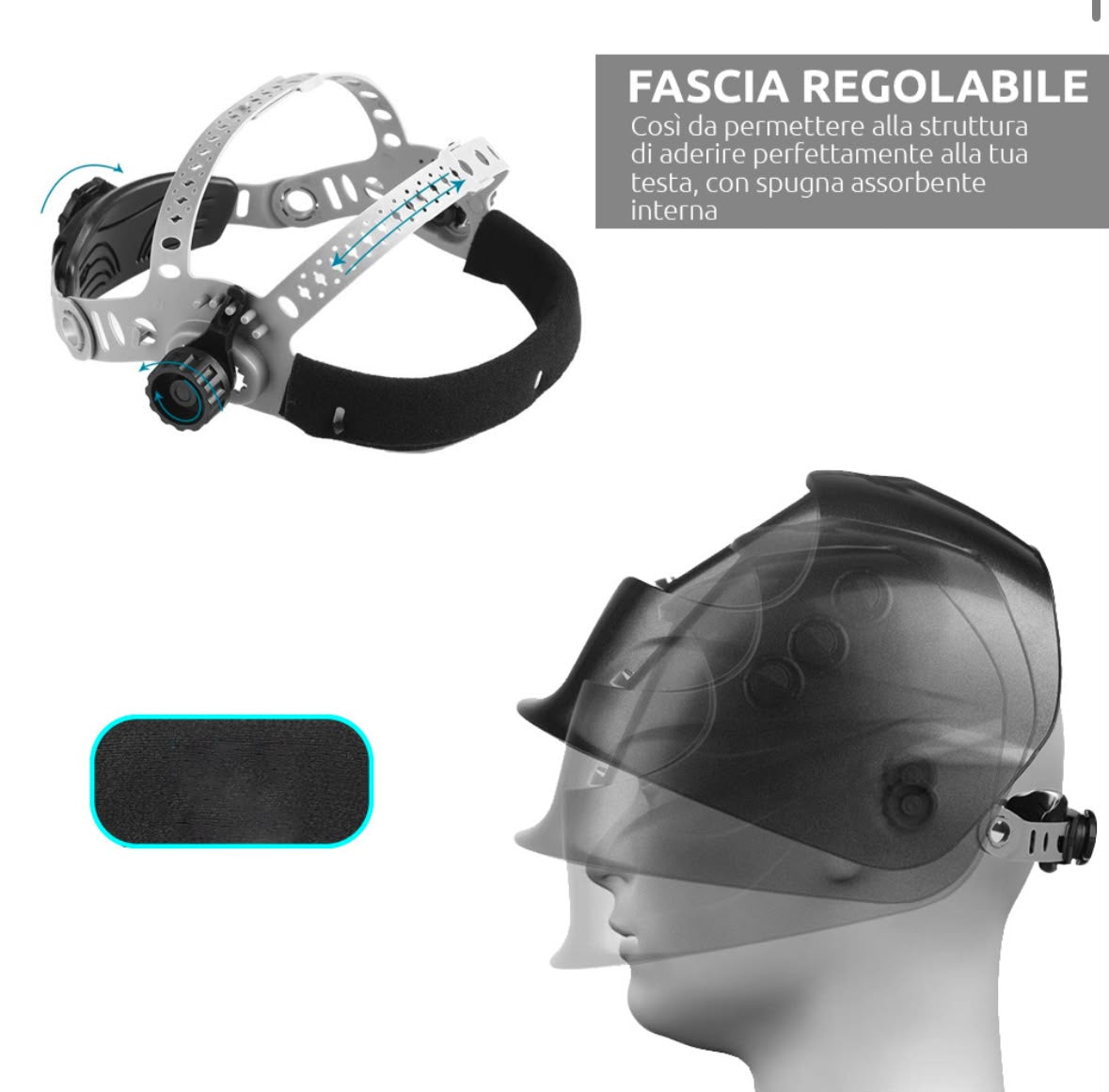 Casco per saldatore professionista 16 livelli UV, oscuramento variabile Din 9/13