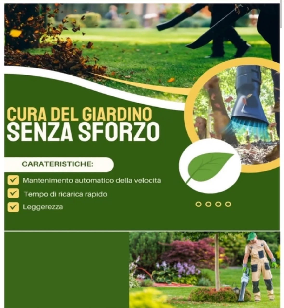 Soffiatore a Batteria Professionale Soffiatore per Foglie 2 Batterie 6 Velocita'