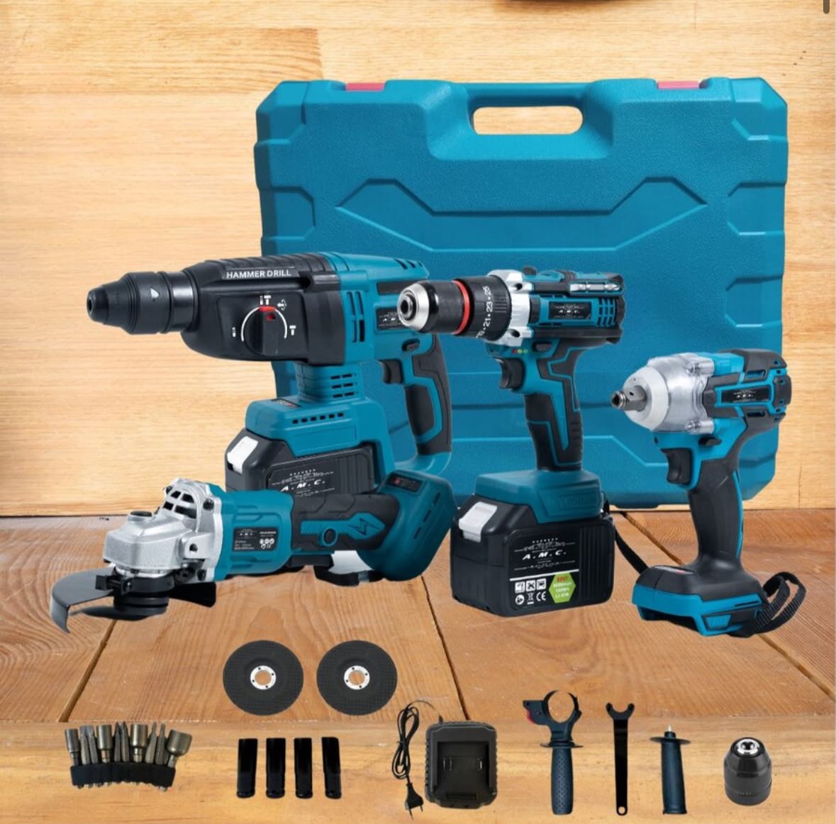 Kit 4 in 1 Avvitatore + Avvitatore a Impulsi + Smerigliatrice + Tassellatore 88V