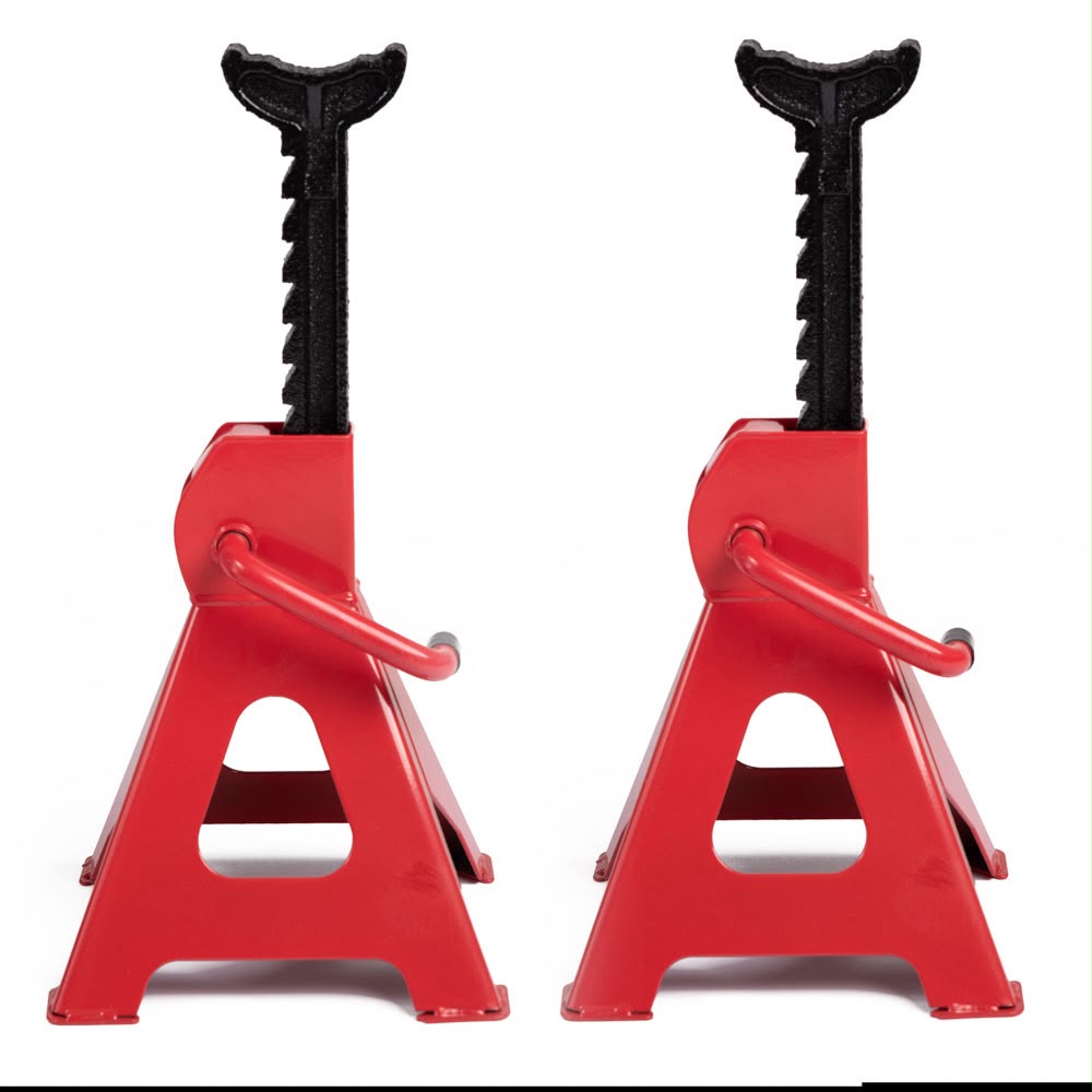 Coppia cavalletti 6 ton 9 livelli per auto con leva di sicurezza professionale