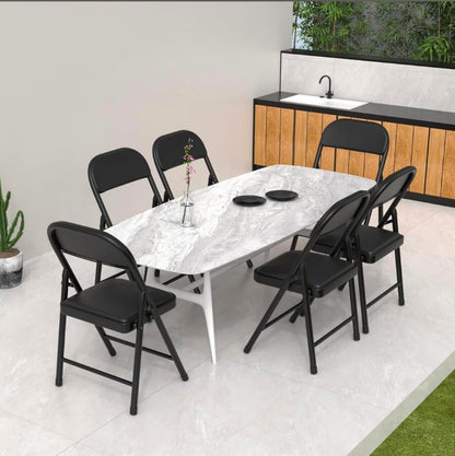 Set di 6 Sedie Pieghevoli in pelle