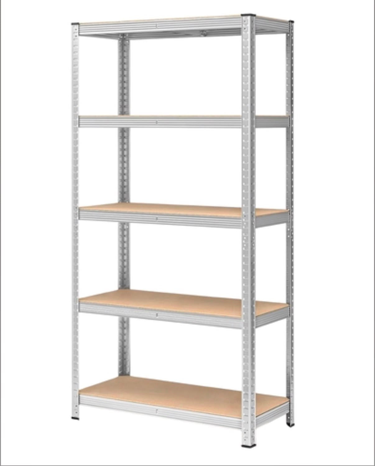 Scaffale in metallo zincato con 5 ripiani MDF rinforzati