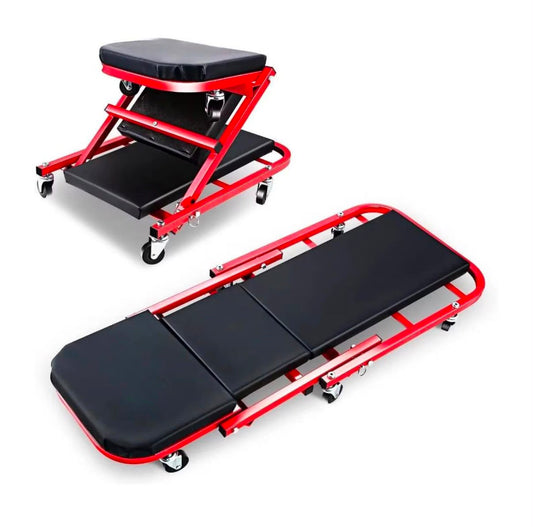 Carrello Sotto Auto 2 in 1 Sgabello da Officina portata 150 kg
